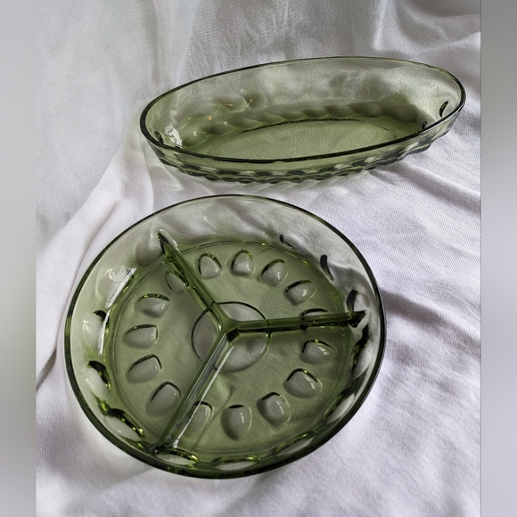 2 peace set of Vintage Indiana glass Green Dishes - Picture 3 of 12